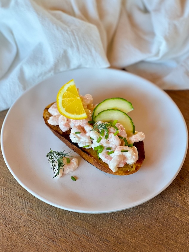 Skagen Toast (Nordic Shrimp Toast) Healthy Recipe from our Dietitian
